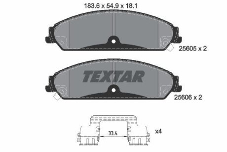 Комплект тормозных колодок, дисковый механизм TEXTAR 2560501