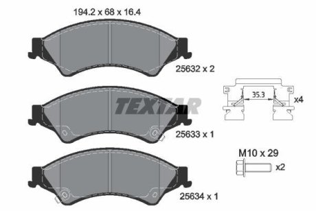 Комплект гальмівних колодок TEXTAR 2563201