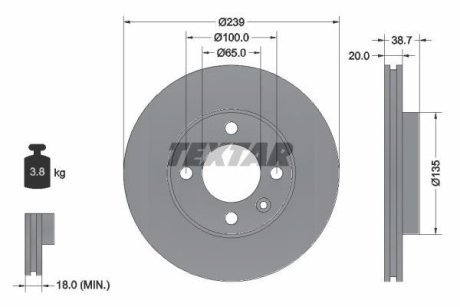 Диск тормоз Пер TEXTAR 92012103