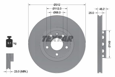 Диск тормозной TEXTAR 92106105