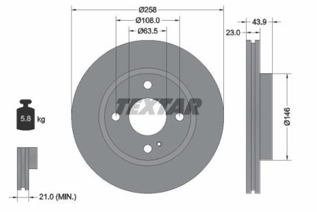 Диск гальмівний FORD Fiesta "F D=258mm "08>> - заміна на T92176005 TEXTAR 92176003 (фото 1)