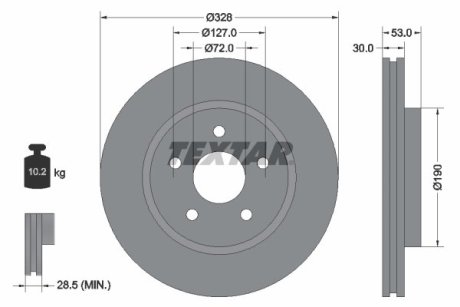 Диск гальмівний JEEP GRAN CHEROKEE 05- TEXTAR 92184505