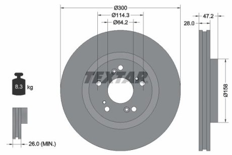 TARCZA HAMULCOWA 300X47 V HONDA ACCORD 08> PRO SZT TEXTAR 92284603