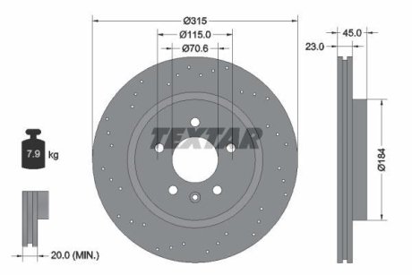 Диск гальмівнийTYL OPEL ASTRA J 12- GTC TEXTAR 92290003