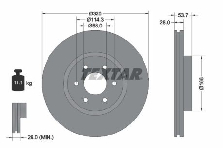 TARCZA HAMULCOWA 320X28 V 6-OTW MERCREDES X-KLASA 09/17> PRZOD SZT TEXTAR 92296503