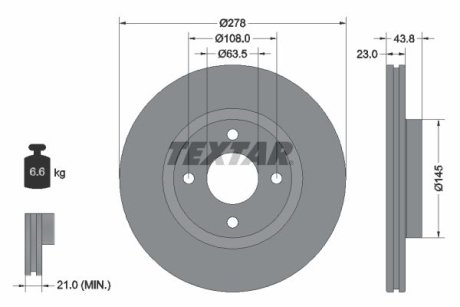 TARCZA HAMULCOWA 278X23 V 4-OTW FORD FIESTA 17> PRZOD SZT TEXTAR 92303203