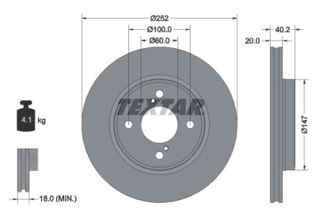 TARCZA HAMULCOWA 252X20 V 4-OTW SUZUKI SWIFT V 04/17> PRZOD SZT TEXTAR 92303703