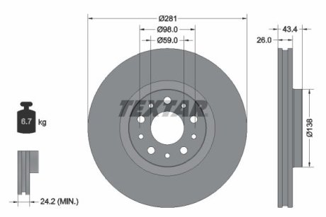 TARCZA HAMULCOWA PRZOD TEXTAR 92304803