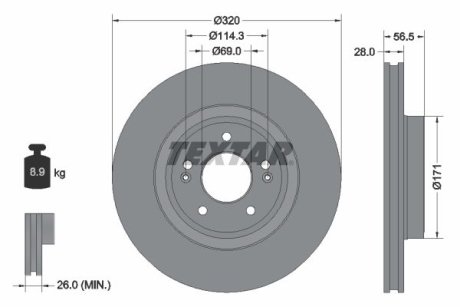 TARCZA HAM. KIA P. STINGER 2,2 CRDI 17- TEXTAR 92323605