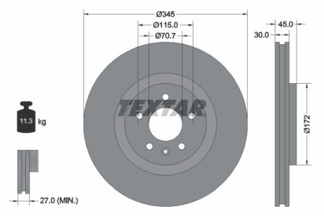 TARCZA HAM. OPEL P. INSIGNIA 1,4-2,0 17- TEXTAR 92323705