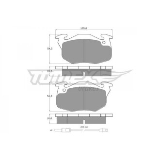 Гальмівні колодки передні (+ датчик) TOMEX 1034