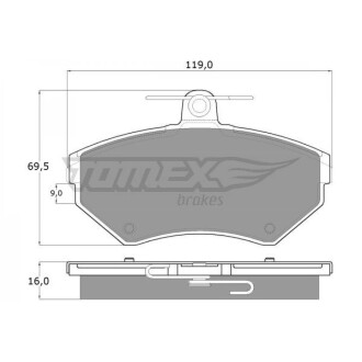 Колодки гальмівні дискові, комплект TOMEX 1394