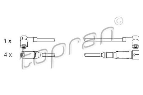 Комплект проводов зажигания TOPRAN / HANS PRIES 102982 (фото 1)
