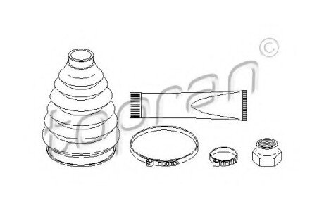 Комплект пылника, приводной вал TOPRAN / HANS PRIES 301 243