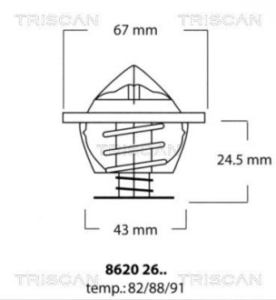 Термостат с прокладкой DB Vario, 405-609D TRISCAN 8620-2682 (фото 1)