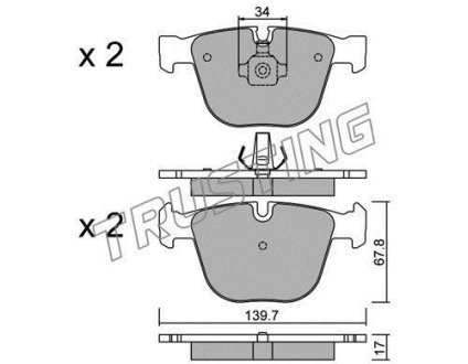 Комплект тормозных колодок, дисковый механизм TRUSTING 789.0 (фото 1)