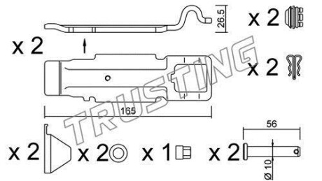 Комплектующие, колодки дискового тормоза TRUSTING KIT.016