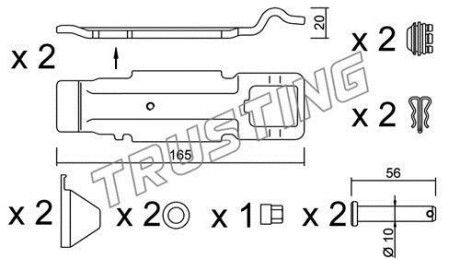 Комплектующие, колодки дискового тормоза TRUSTING KIT.017