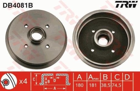 Гальмівний барабан (LUCAS) TRW DB4081B