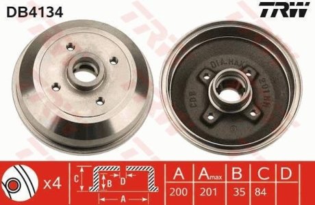 Тормозной барабан TRW DB4134