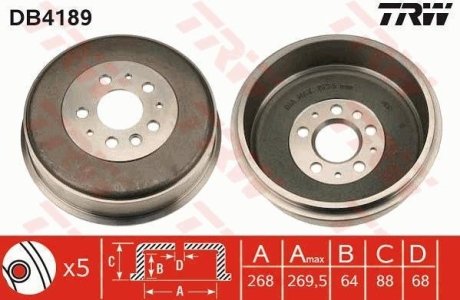 Гальмівний барабан (LUCAS) TRW DB4189