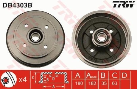 Гальмівний барабан (LUCAS) TRW DB4303B