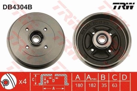 Гальмівний барабан (LUCAS) TRW DB4304B