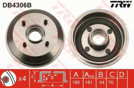 Гальмівний барабан (LUCAS) TRW DB4306B