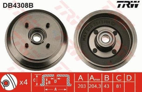 Тормозной барабан TRW DB4308B