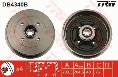 Гальмівний барабан (LUCAS) TRW DB4340B