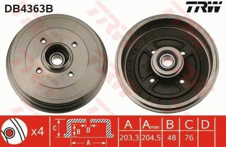 Гальмівний барабан (LUCAS) TRW DB4363B