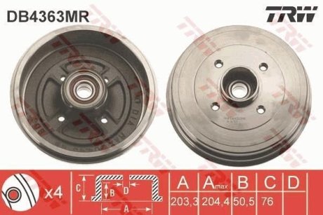 Bкben hamulcowy (LUCAS) TRW DB4363MR