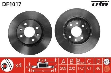 Диск гальмівний (LUCAS) TRW DF1017