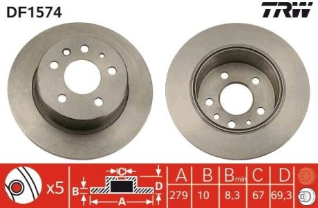 Диск гальмівний (LUCAS) TRW DF1574