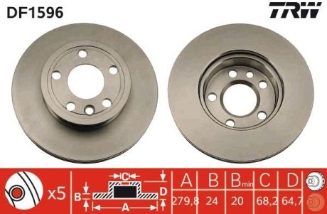 Диск гальмівний (LUCAS) TRW DF1596