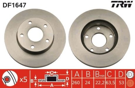 Диск гальмівний (LUCAS) TRW DF1647