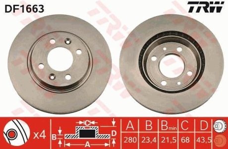 Тормозной диск TRW DF1663