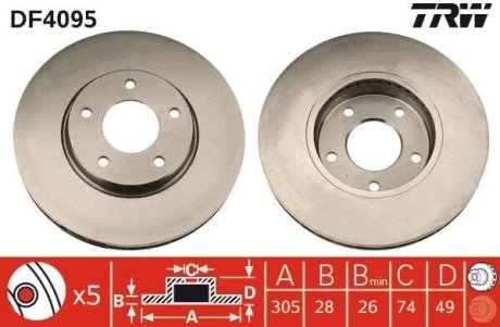 Диск гальмівний (LUCAS) TRW DF4095