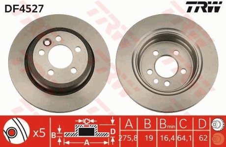 Гальмівний диск (LUCAS) TRW DF4527