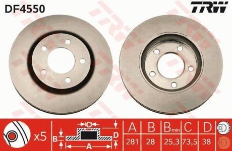 Диск гальмівний (LUCAS) TRW DF4550