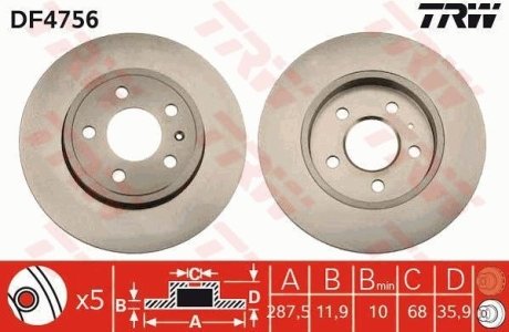 Диск гальмівний (LUCAS) TRW DF4756