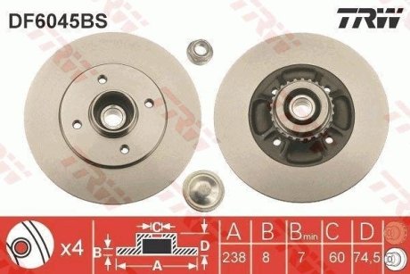 Гальмівний диск (LUCAS) TRW DF6045BS