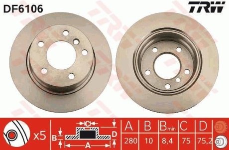 Диск гальмівний (LUCAS) TRW DF6106