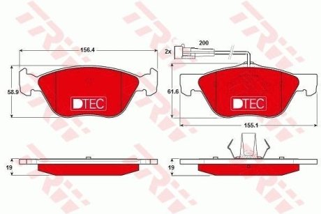 Колодки гальмівні дискові, комплект TRW GDB1212DTE