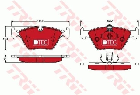 Комплект тормозных колодок, дисковый механизм TRW GDB1404DTE