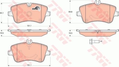 Комплект тормозных колодок, дисковый механизм TRW GDB1514