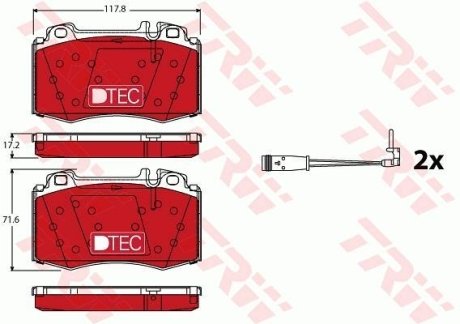 Комплект тормозных колодок, дисковый механизм TRW GDB1543DTE