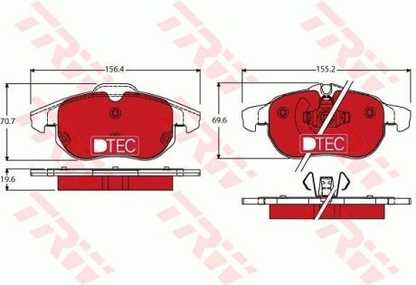 Комплект тормозных колодок, дисковый механизм TRW GDB1613DTE