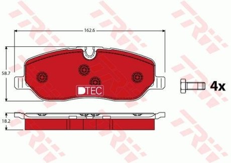 Колодки гальмівні дискові, комплект TRW GDB1631DTE