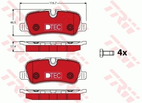 Комплект тормозных колодок, дисковый механизм TRW GDB1632DTE